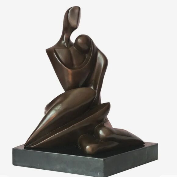 BRAND NEW WOME &MEN STATUE BRONZE ABSTRACT COUPLE LOVERS SCULPTURE ROMANCE ART - Picture 1 of 16